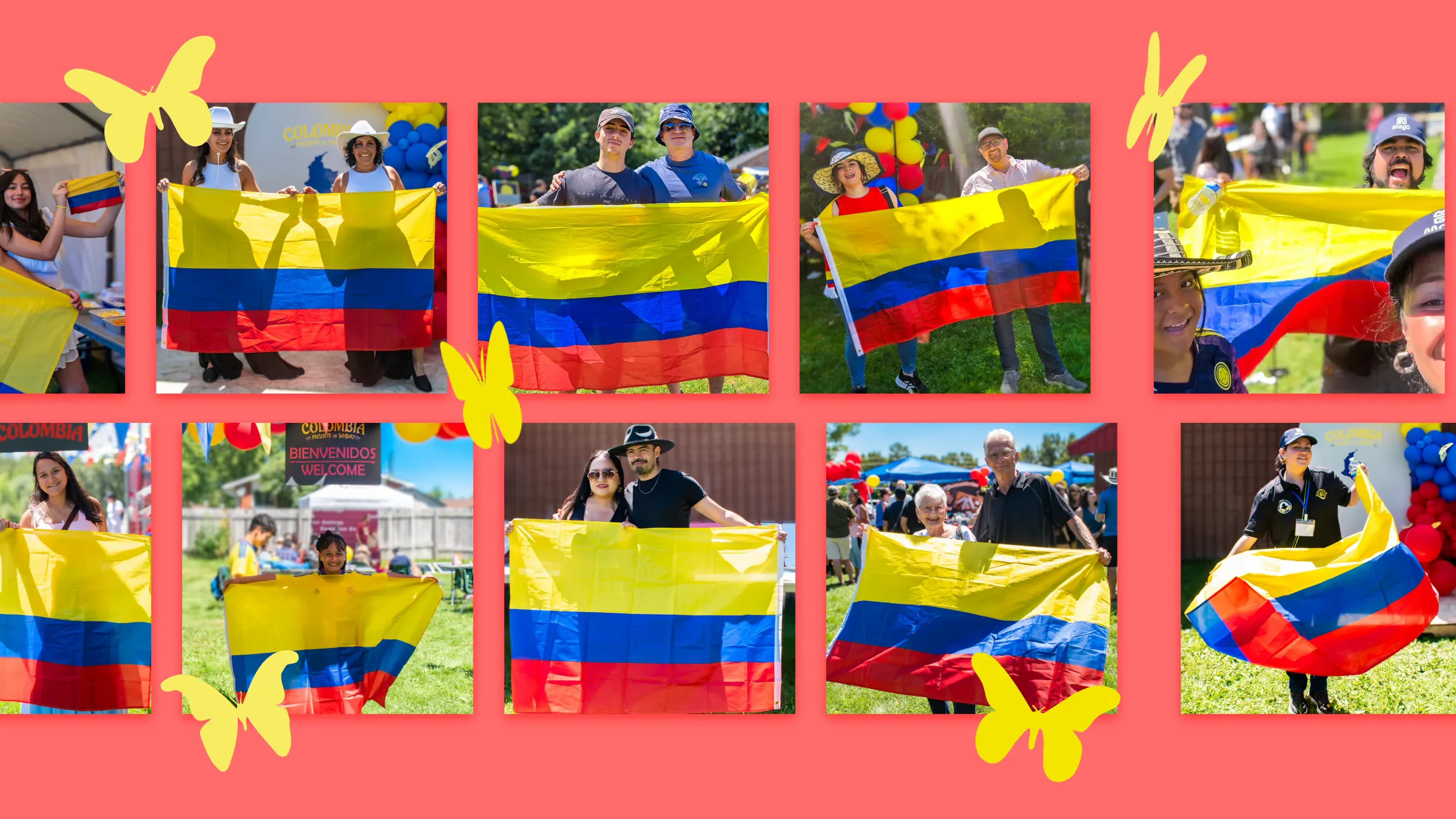 Image showing the video and images for the Colombia in Sudbury 2024 event with a yellow background